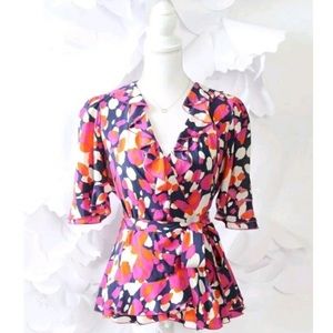 DVF Cloe Silk Wrap Top EUC